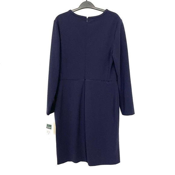 NEW Lauren Ralph Lauren Dress Lace Panel Back Zip Size 12 Wedding Guest Navy - Picture 2 of 9